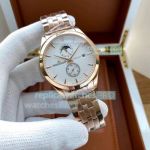 Copy Jaeger-LeCoultre Master Ultra Thin Moon Watch Rose Gold White Dial